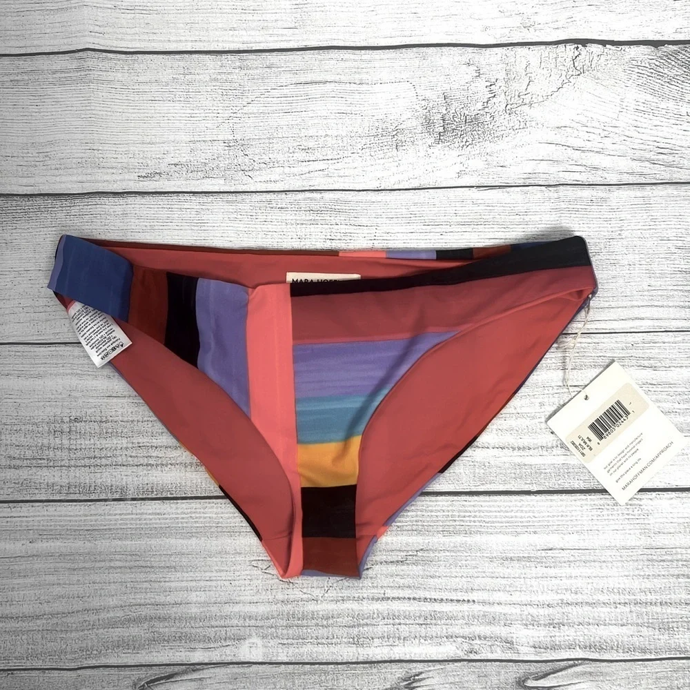 NEW Mara Hoffman Zoa Black Multi Standard Bikini‎ Bottom Vacation Beach Size L